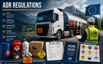 Reglementări ADR pentru transportul mărfurilor periculoase în Europa, cu camion cu marfă periculoasă și sisteme de conformitate