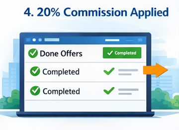 Defalcare a facturii care arată calculul automat al comisionului de 20 la sută pe platforma ExusTrans