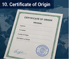 Certificat de origine, document de export utilizat în comerț internațional și logistică