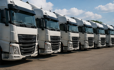 Asigurare de flotă care acoperă mai multe camioane, remorci și vehicule logistice comerciale