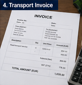 Factură de transport cu detalii TVA și defalcarea costurilor de transport pentru servicii logistice